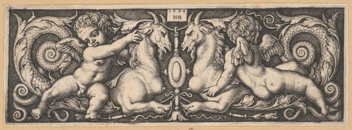 Grotesque Ornament with Geni Riding Chimeras (Horizontal Filling)