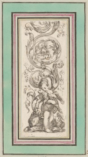 Ornament with a child and leopards