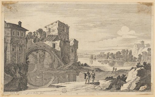 Villa by the River with a High Bridge Arch