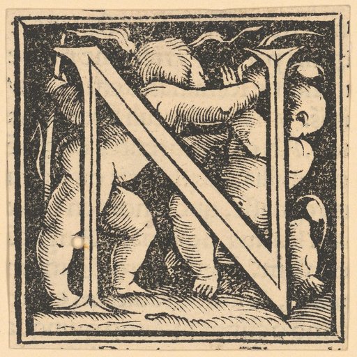Initial N with Two Fighting Children