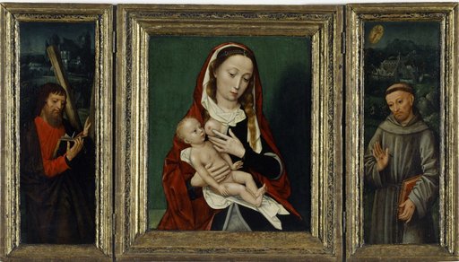 Madonna with Child (central panel); Saints Andrew and Francis (inner sides of wings)