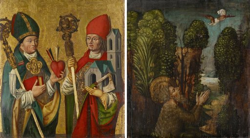 Saints Augustine and Wolfgang (inner side); The Heavenly Feeding of the Hermit Saint Onuphrius (outer side)