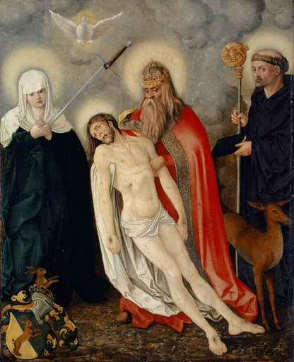 The Holy Trinity between the Mother of Sorrows and St. Giles