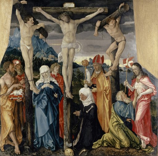 The Crucifixion of Christ with Butchers, Saints, and the Donor