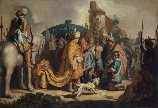 David Hands Over Goliath's Head to King Saul