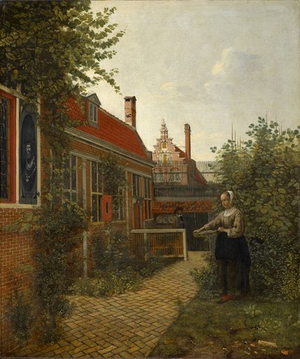 Woman with a Basket of Beans in the Vegetable Garden