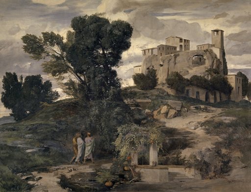 The Journey to Emmaus. Right panel of the frescoes from the garden hall of Councilor Karl Sarasin-Sauvain