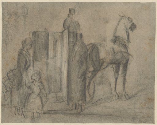 Lady and Girl Entering the Carriage