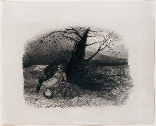 Woman Resting at the Foot of a Tree, with a Pitcher Beside Her