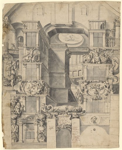 Design for a Facade Painting at the House Zum Walpach with a Chimera, the Fall of Icarus and Phaeton, Prudentia and Fortuna