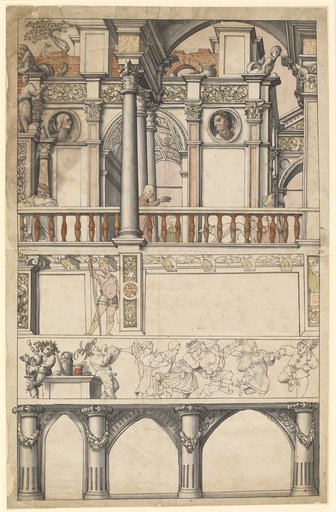 Copy after a design for the facade painting on the house "Zum Tanz" in Basel, facade on Eisengasse