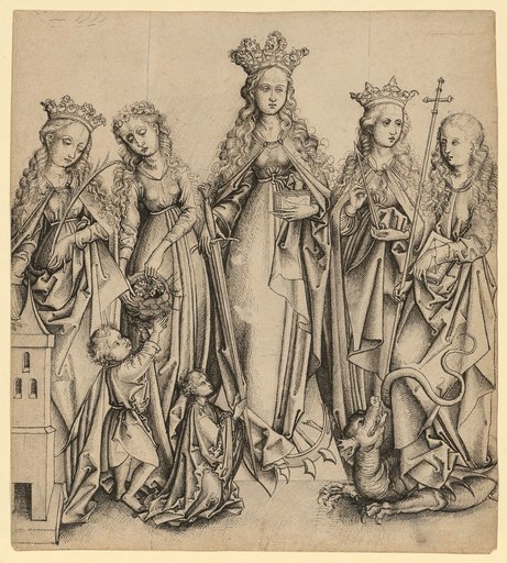 Five Female Saints with a Donor