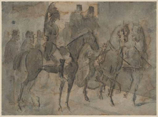 Street Scene with an Officer on Horseback