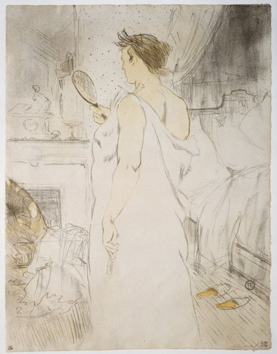 Woman with a Mirror - The Hand Mirror. Plate from the Portfolio "Elles", published by Gustave Pellet