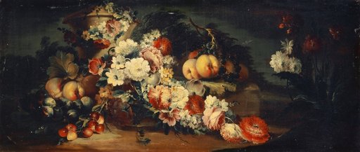 Stone Vase with Flowers and Fruit