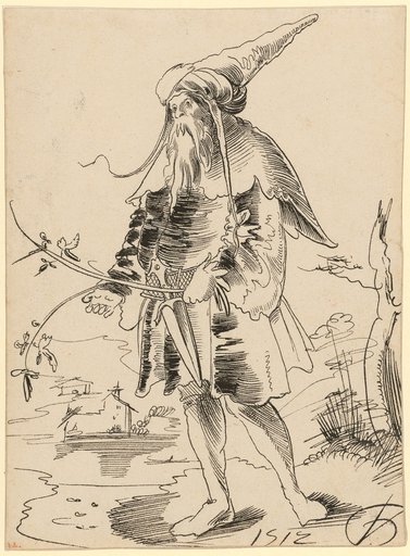 Bearded Man with a Branch and Pointed Hat
