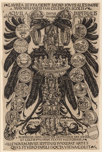 Allegorical Imperial Eagle of Conrad Celtis with the Arts, the Fountain of the Muses, and the Judgment of Paris