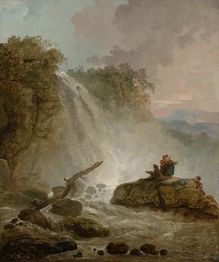 Waterfall with a Drawing Artist