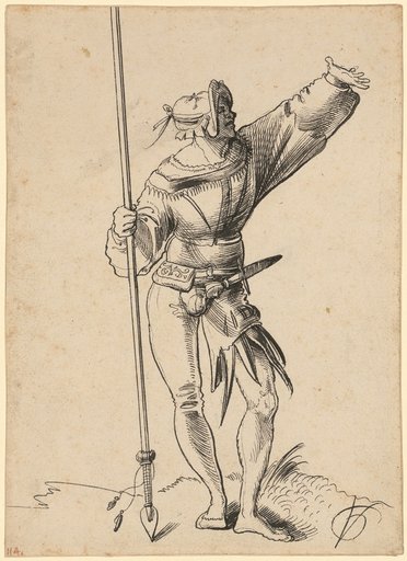 Warrior with a Lance and Raised Arm