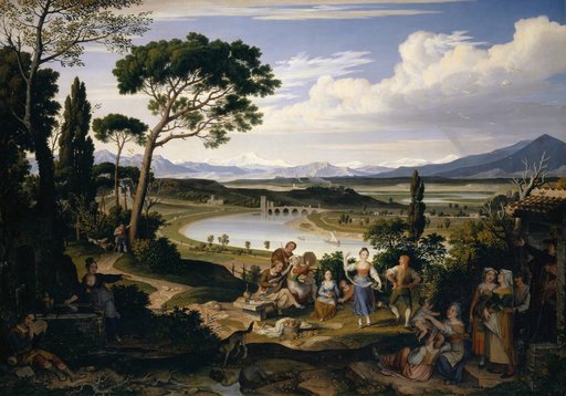 Tiber Region Near Rome with a Rural Festival