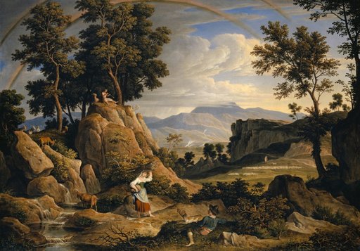 Landscape at Olevano with a Rainbow