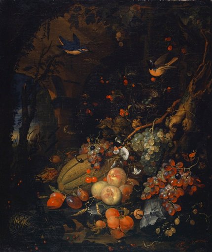 Still Life with Fruits and Animals in a Grotto