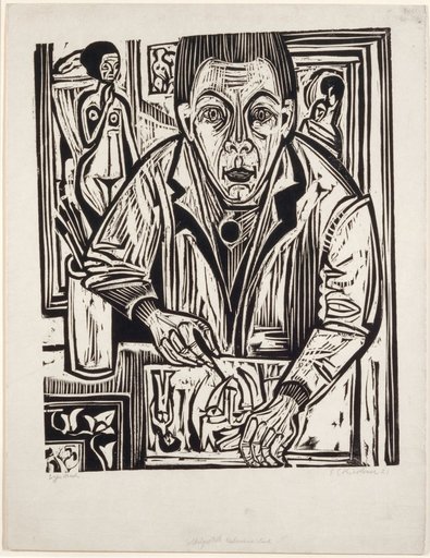 Self-Portrait, Carving Wood
