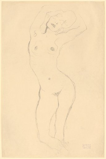 Female Nude with Arms Crossed Above the Head