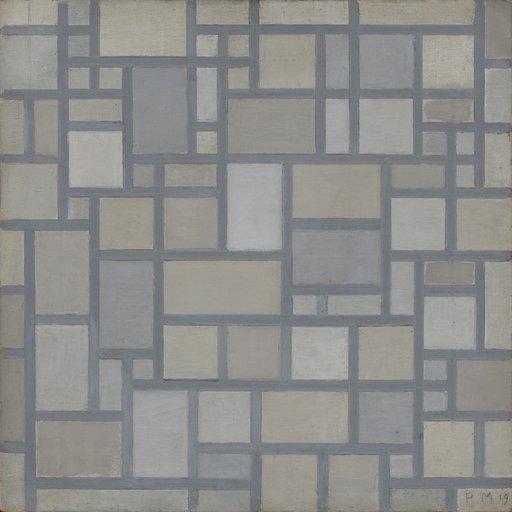 Composition with Light Colors and Gray Contours (Composition with Grid 7)