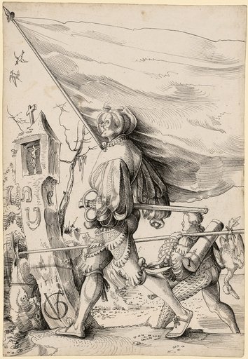 Bannerträger mit seinem Buben