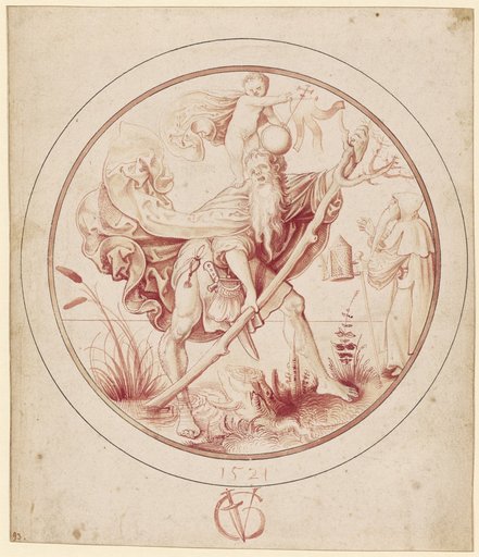 Scheibenriss im Rund mit dem hl. Christophorus