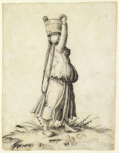 Girl Carrying a Tub on Her Head