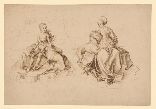 Naked Girl and Citizen's Wife with Unicorns