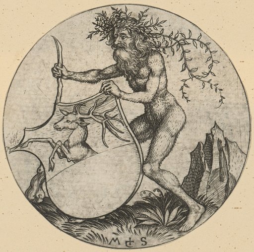 Coat of Arms with a Stag, Held by a Wild Man