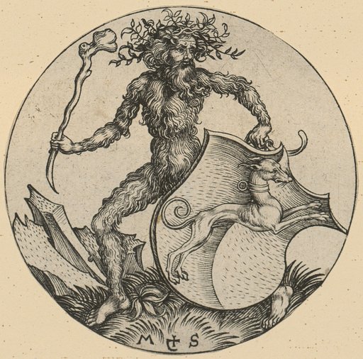 Coat of Arms with a Greyhound, Held by a Wild Man