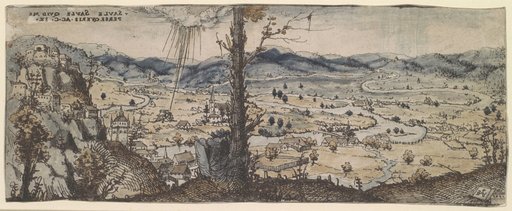 Vast Landscape Traversed by a River. In the Distance the Conversion of Paul