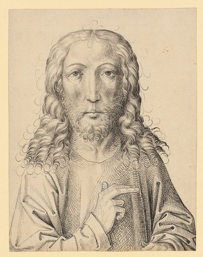 Half-length Portrait of Christ, Facing Forward, with Raised Hand