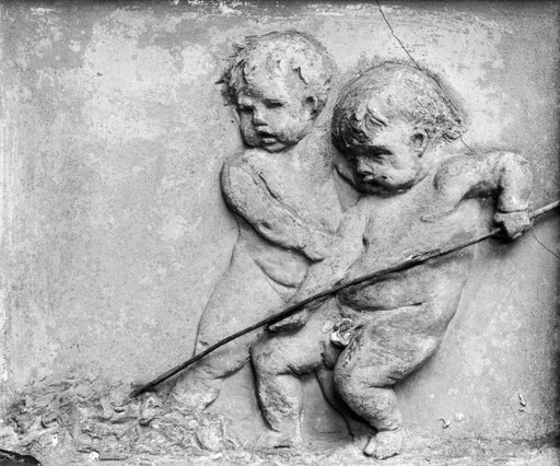 Two Putti Preparing Clay (Fragment from a Figure Frieze Depicting Scenes from the Potter's Craft on the Facade of Walter Böcklin's Residence at Clarastrasse 17 in Basel)