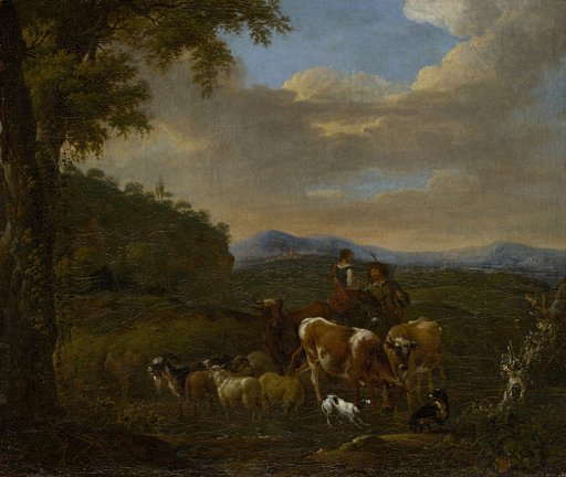 Shepherds with Cows, Sheep, and Goats