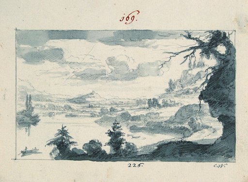 Seaside Landscape with Tree-Lined Shores and a Distant Ruin