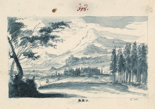 View of a River-Crossed Pre-Alpine Landscape; Fir Forest in the Right Foreground