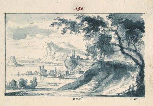 Pre-Alpine Seaside Landscape with a City Crowned by a Castle