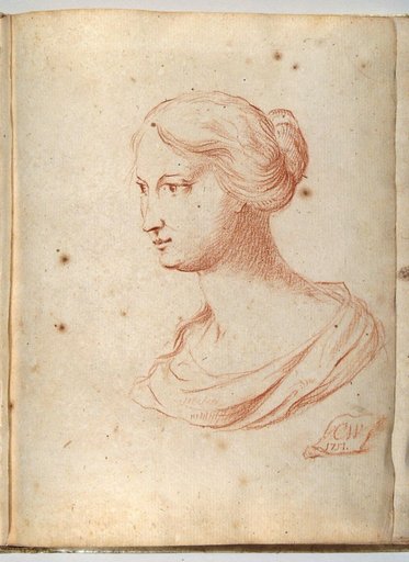 Woman's Head in Three-Quarter Profile to the Left