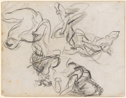 Figure Studies after Eugène Delacroix: "Apollo Victorious over the Python Serpent" in the "Galerie d'Apollon" (1848/54)