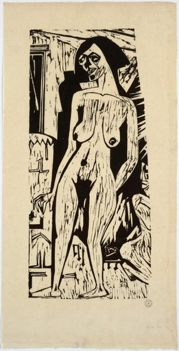 Standing Female Nude with Downcast Arms