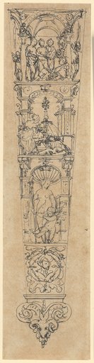 Design for a Dagger Sheath with the Judgment of Paris, Pyramus and Thisbe, Venus and Amor