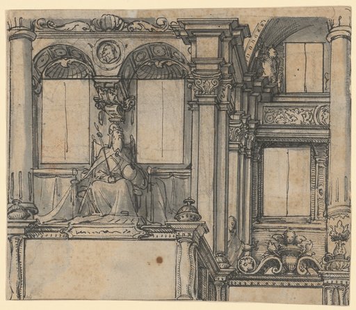 Design for a Facade Painting with a Seated Emperor