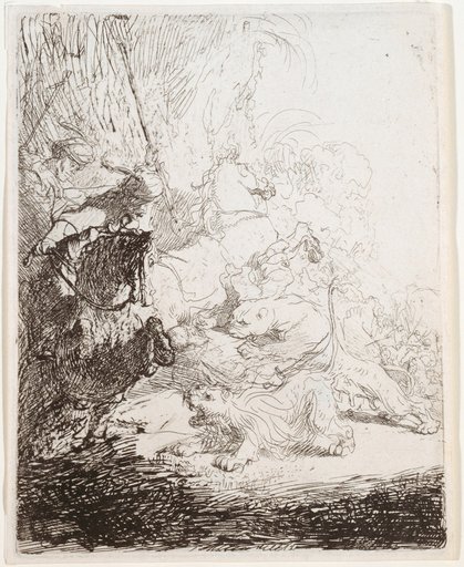 The Small Lion Hunt, with Two Lions