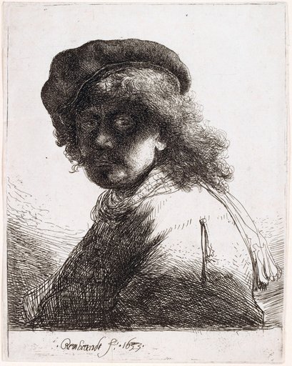 Self-Portrait with Cap and Scarf