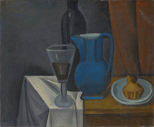 Still Life with Brioche (Glass and Bottle)